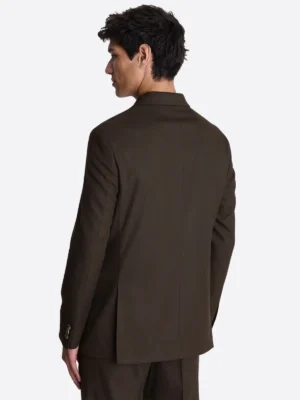 SuitsHeritage Men’s Brown Solid Double Breasted Slim Fit 2 Piece Suit Back