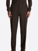 SuitsHeritage Men’s Brown Solid Double Breasted Slim Fit 2 Piece Suit Pant