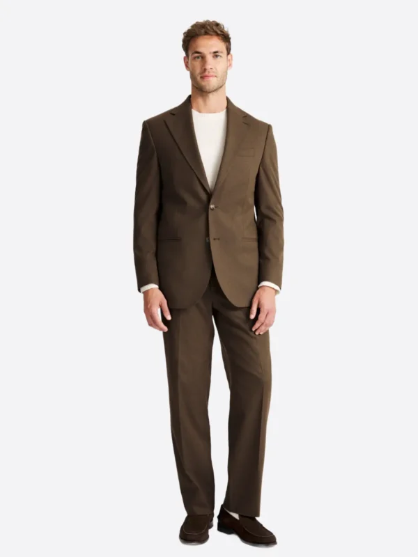 SuitsHeritage Men’s Brown Solid Regular Fit 2 Piece Suit