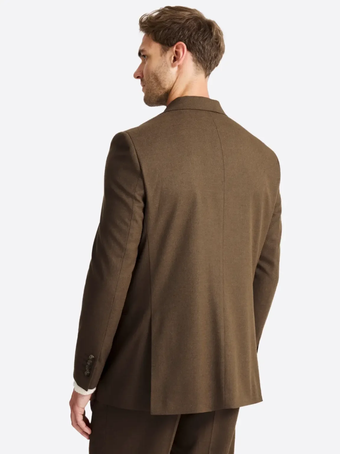 SuitsHeritage Men’s Brown Solid Regular Fit 2 Piece Suit Back