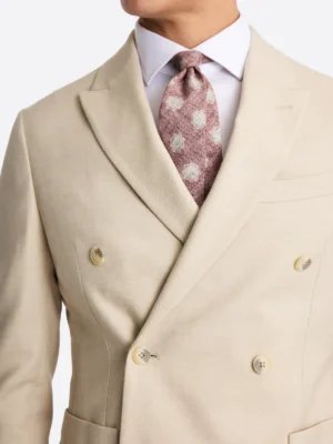 SuitsHeritage Men’s Solid Camel Double Breasted Slim Fit 2 Piece Suit Close