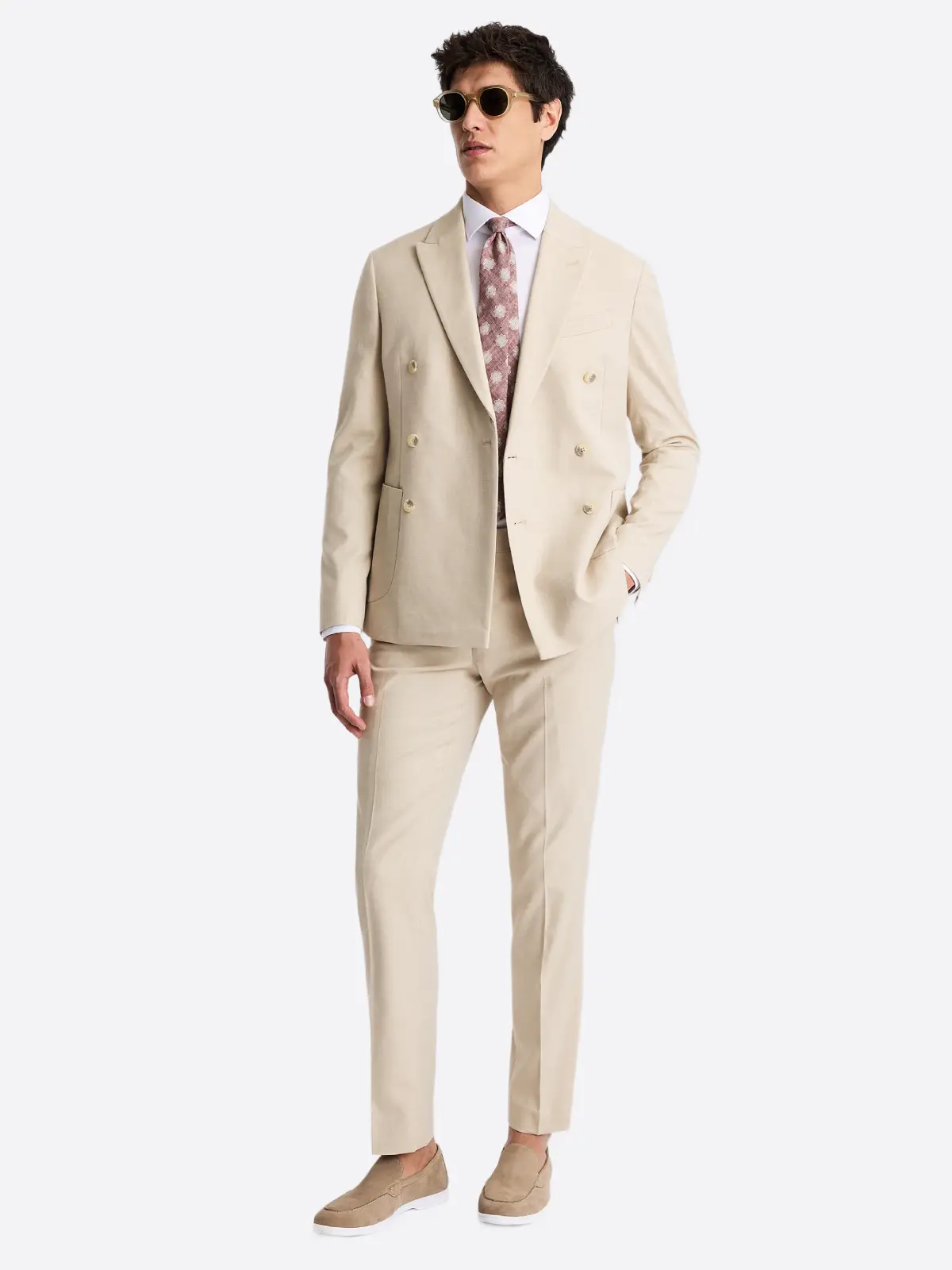 SuitsHeritage Men’s Solid Camel Double Breasted Slim Fit 2 Piece Suit SuitsHeritage Men’s Solid Camel Double Breasted Slim Fit 2 Piece Suit