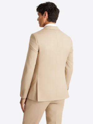 SuitsHeritage Men’s Solid Cream Slim Fit 2 Piece Suit Back
