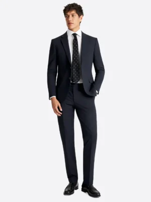 Men's Solid Cream Single Breasted Two Piece Suit Black