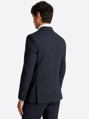 Men's Solid Cream Single Breasted Two Piece Suit Black Back