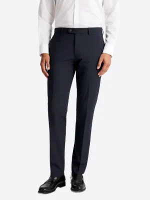 Men's Solid Cream Single Breasted Two Piece Suit Black Pant