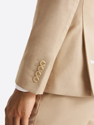 SuitsHeritage Men’s Solid Cream Slim Fit 2 Piece Suit Close