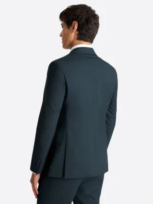 Men's Solid Cream Single Breasted Two Piece Suit Green Back