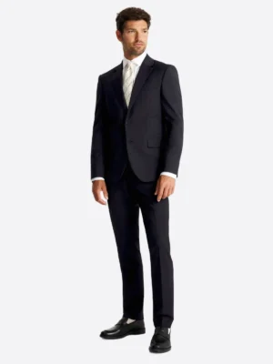 SuitsHeritage Men’s Solid Dark Blue Slim Fit 2 Piece Suit