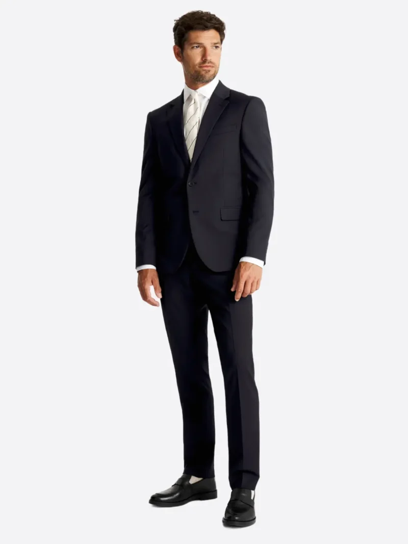 SuitsHeritage Men’s Solid Dark Blue Slim Fit 2 Piece Suit
