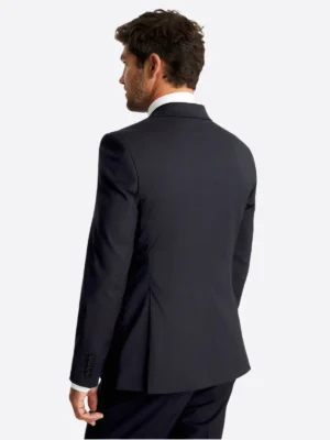 SuitsHeritage Men’s Solid Dark Blue Slim Fit 2 Piece Suit Back