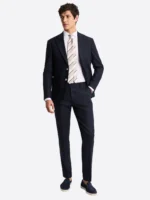 SuitsHeritage Men’s Dark Navy Solid Slim Fit 2 Piece Suit