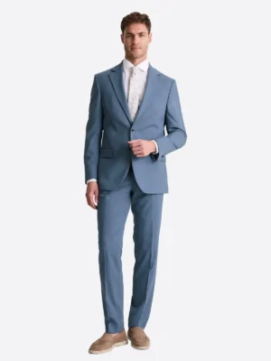 Men's Solid Light Blue Single Breasted Two Piece Suit