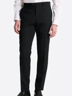 Men's Solid Light Blue Single Breasted Two Piece Suit Black Pant