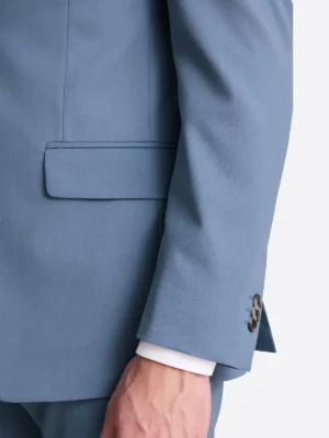 Men's Solid Light Blue Single Breasted Two Piece Suit Close