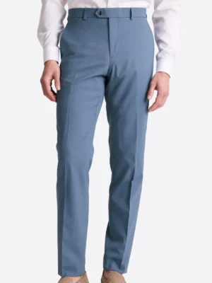 Men's Solid Light Blue Single Breasted Two Piece Suit Pant