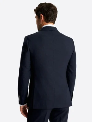 SuitsHeritage Men’s Solid Navy Double Breasted Slim Fit 2 Piece Suit Back