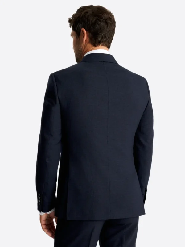 SuitsHeritage Men’s Solid Navy Double Breasted Slim Fit 2 Piece Suit Back