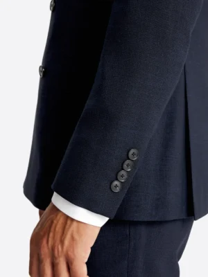 SuitsHeritage Men’s Solid Navy Double Breasted Slim Fit 2 Piece Suit Close