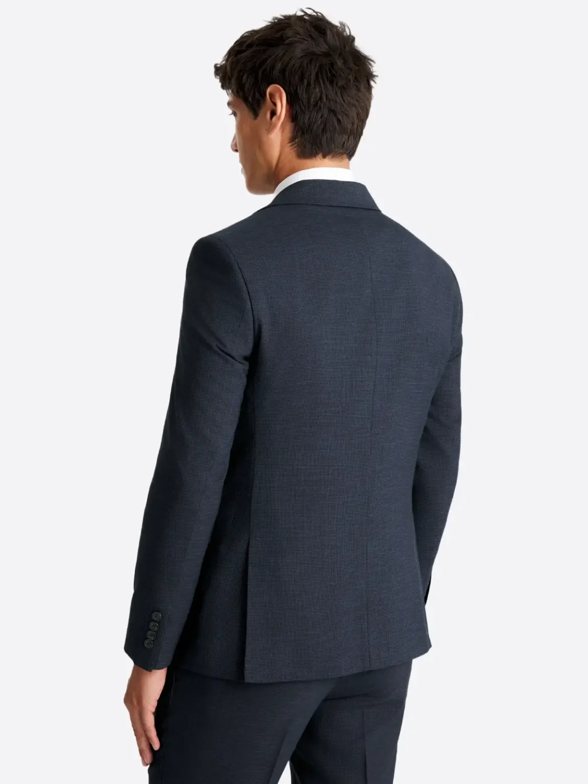 SuitsHeritage Men’s Solid Navy Slim Fit 2 Piece Suit Back