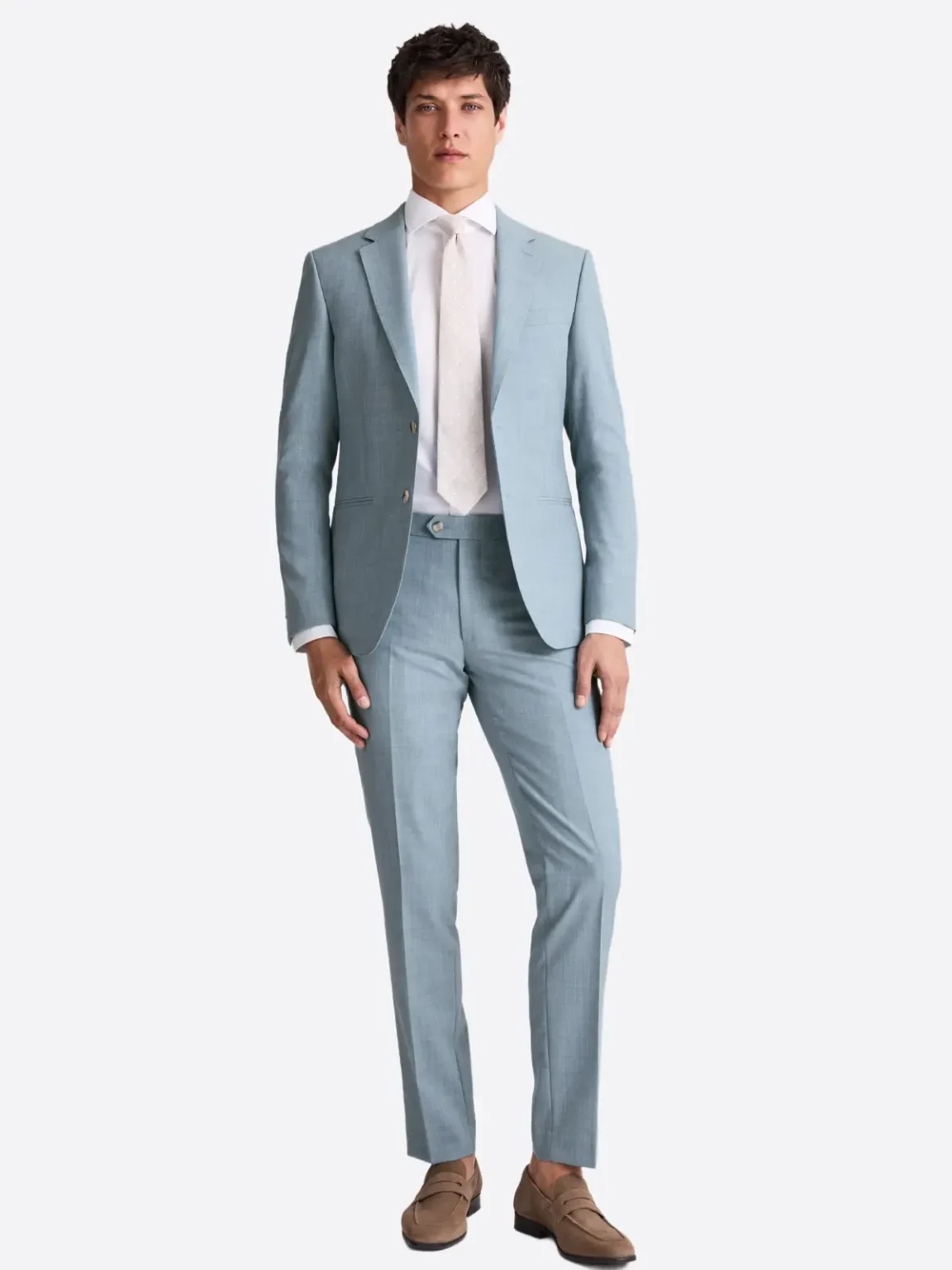 SuitsHeritage Men’s Solid Sky Blue Slim Fit 2 Piece Suit