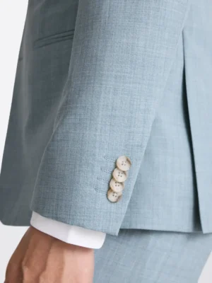 SuitsHeritage Men’s Solid Sky Blue Slim Fit 2 Piece Suit Close