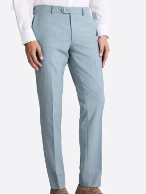 SuitsHeritage Men’s Solid Sky Blue Slim Fit 2 Piece Suit Pant