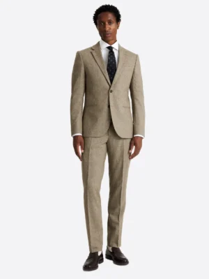 Men's Textured Brown Single Breasted Two Piece Suit