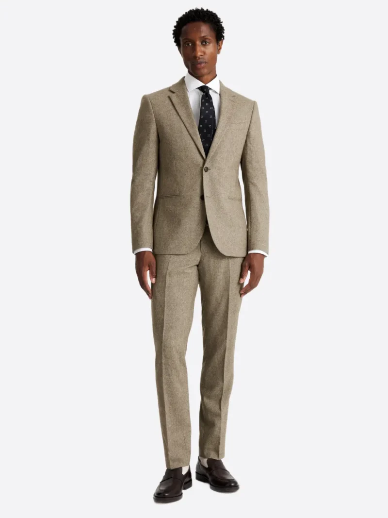 Men's Textured Brown Single Breasted Two Piece Suit