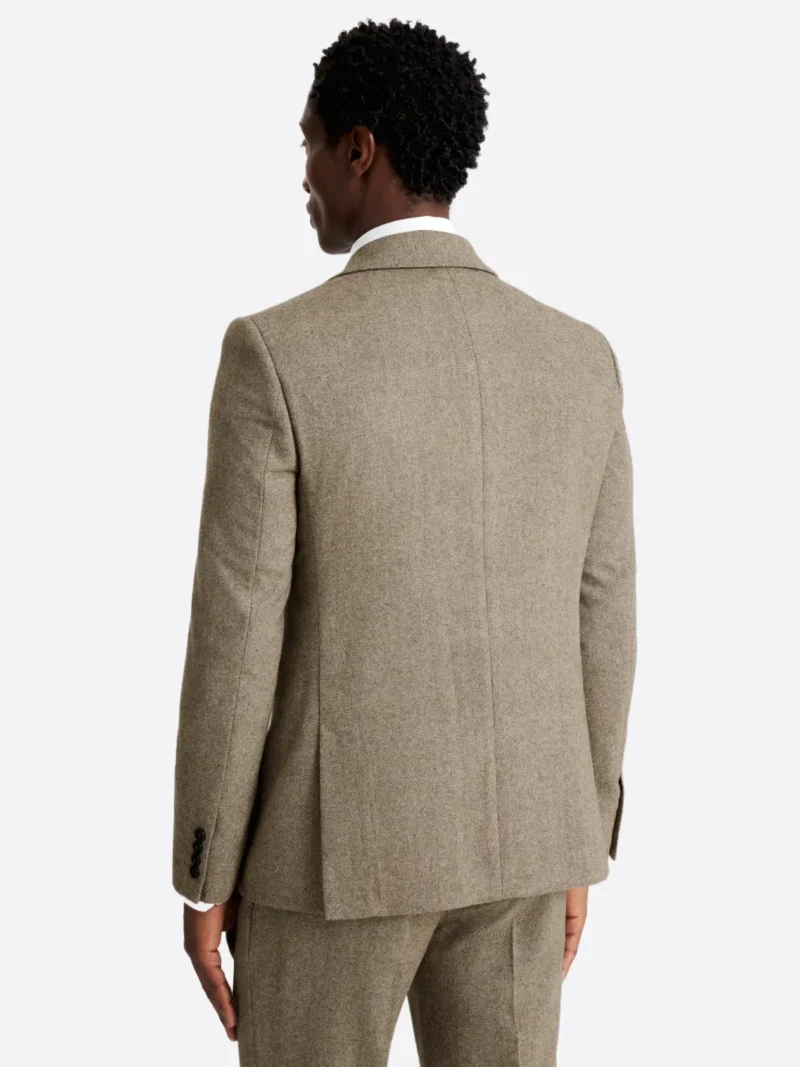 SuitsHeritage Men’s Textured Brown Slim Fit 2 Piece Suit Back