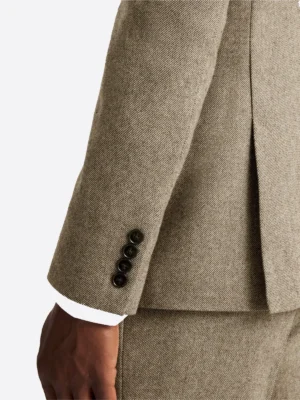 SuitsHeritage Men’s Textured Brown Slim Fit 2 Piece Suit Close