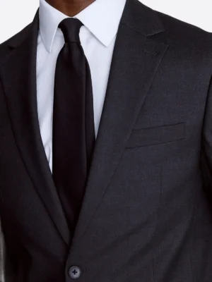 Men's Textured Light Grey Single Breasted Two Piece Suit Black Close