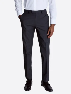 Men's Textured Light Grey Single Breasted Two Piece Suit Black Pant