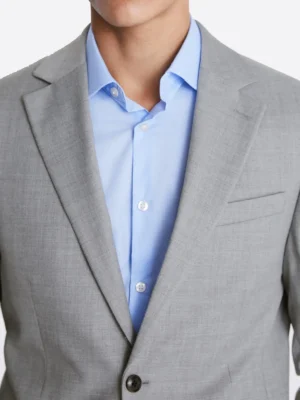 Men's Textured Light Grey Single Breasted Two Piece Suit Close