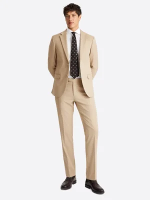 SuitsHeritage Men’s Solid Cream Slim Fit 2 Piece Suit