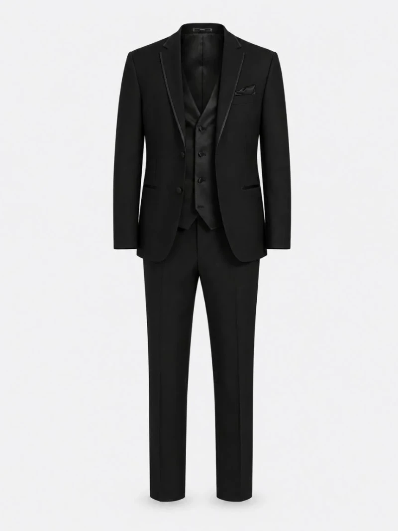 Norfield Polyester Black Solid Suit Ghost Mannequin