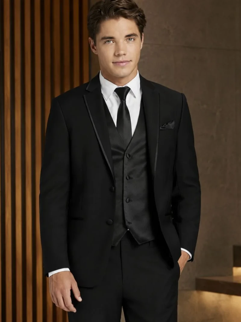 Norfield Polyester Black Solid Suit Model