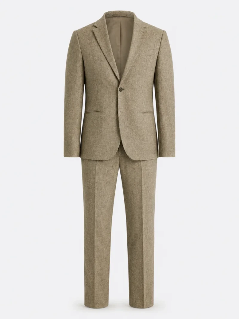 Oakmere Linen Textured Brown Suit Ghost Mannequin