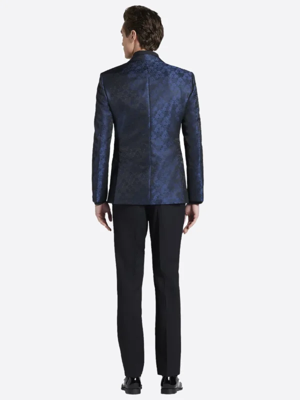 Shop The SuitsHeritage Men’s Textured Blue Jacquard Slim Fit 2 Piece Tuxedo