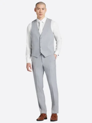 Shop The SuitsHeritage Men's Plain Light Grey Regular Fit 3 Piece Suits