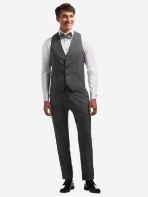 Shop The SuitsHeritage Men’s Solid Dark Grey Regular Fit 3 Piece Tuxedo