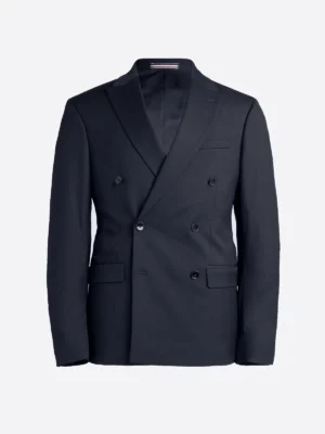 Shop The Men's Plaid Grey Double Breasted Two Piece Suit Dark Navy