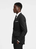 Men’s Solid Black Single Breasted Two Piece Suit Side Pose