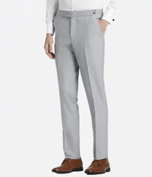 Suit Heritage Men’s Plain Light Grey Slim Fit 3 Piece Suit Pant