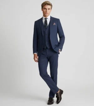 Ashford Cotton Check Blue Suit Front