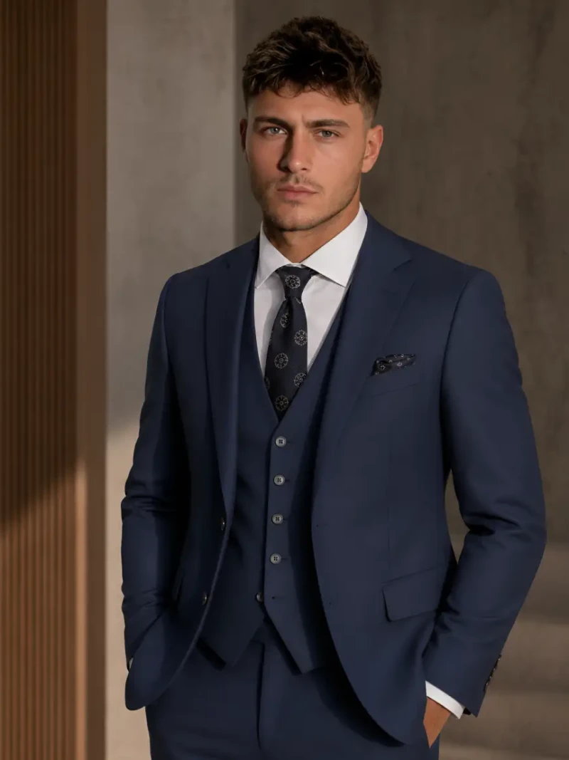 Ashford Cotton Check Blue Suit Model