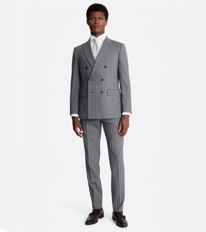 Ashford Cotton Grey Pinstripe Suit Front