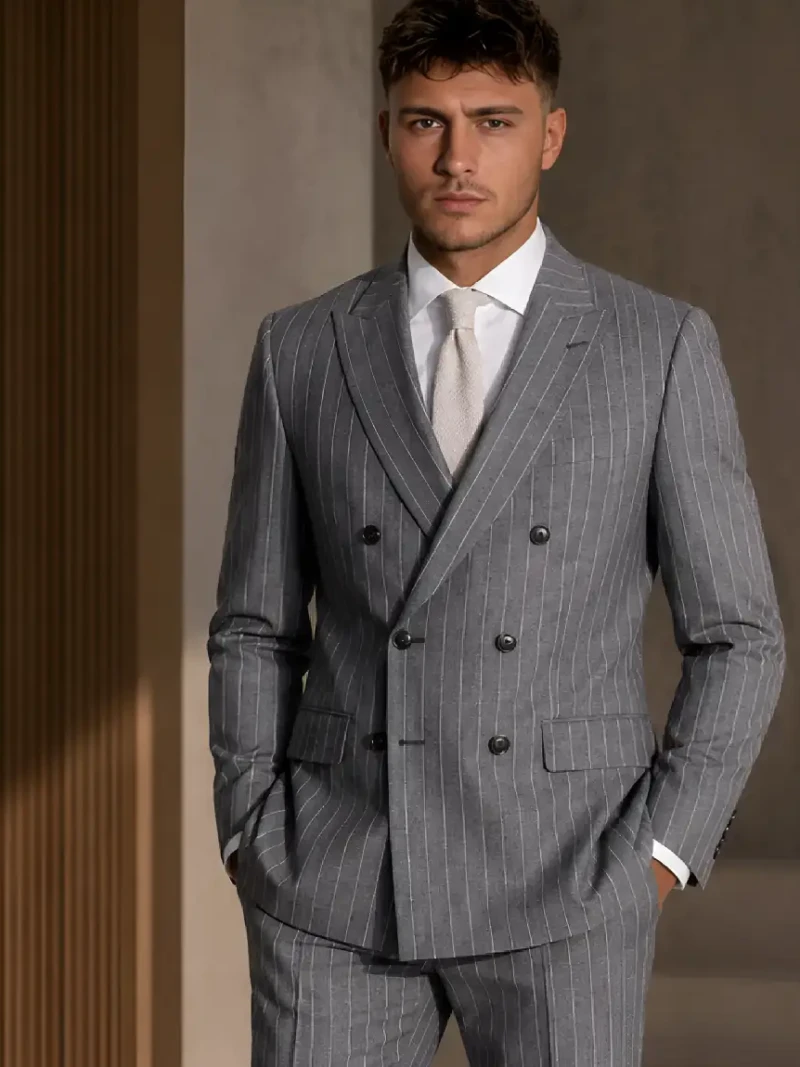 Ashford Cotton Grey Pinstripe Suit Model