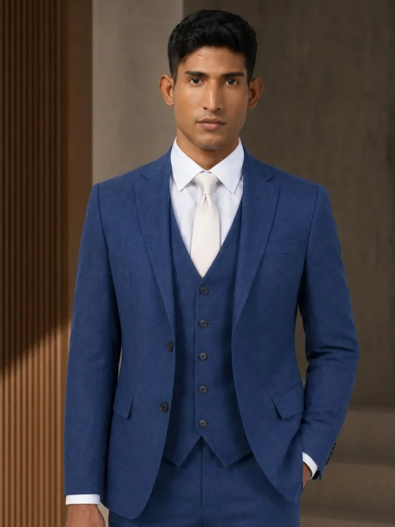 Ashford Cotton Textured Blue Suit