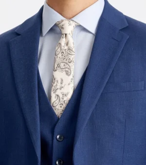 Ashford Cotton Textured Blue Suit Collar